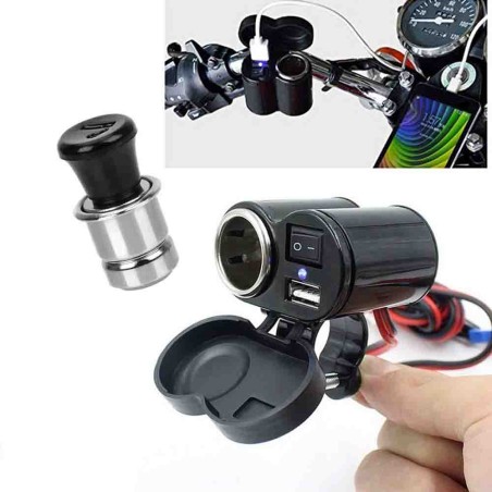 Chargeur moto avec USB et allume-cigare